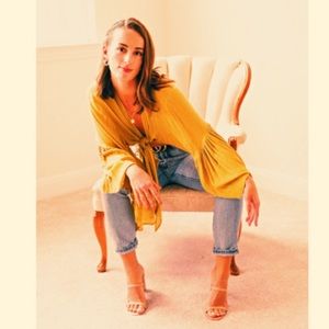 Boho mustard yellow crop tie top